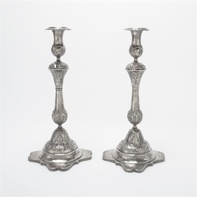 Lot 357 - Pair of Russian Silver Candlesticks Circa 1860...