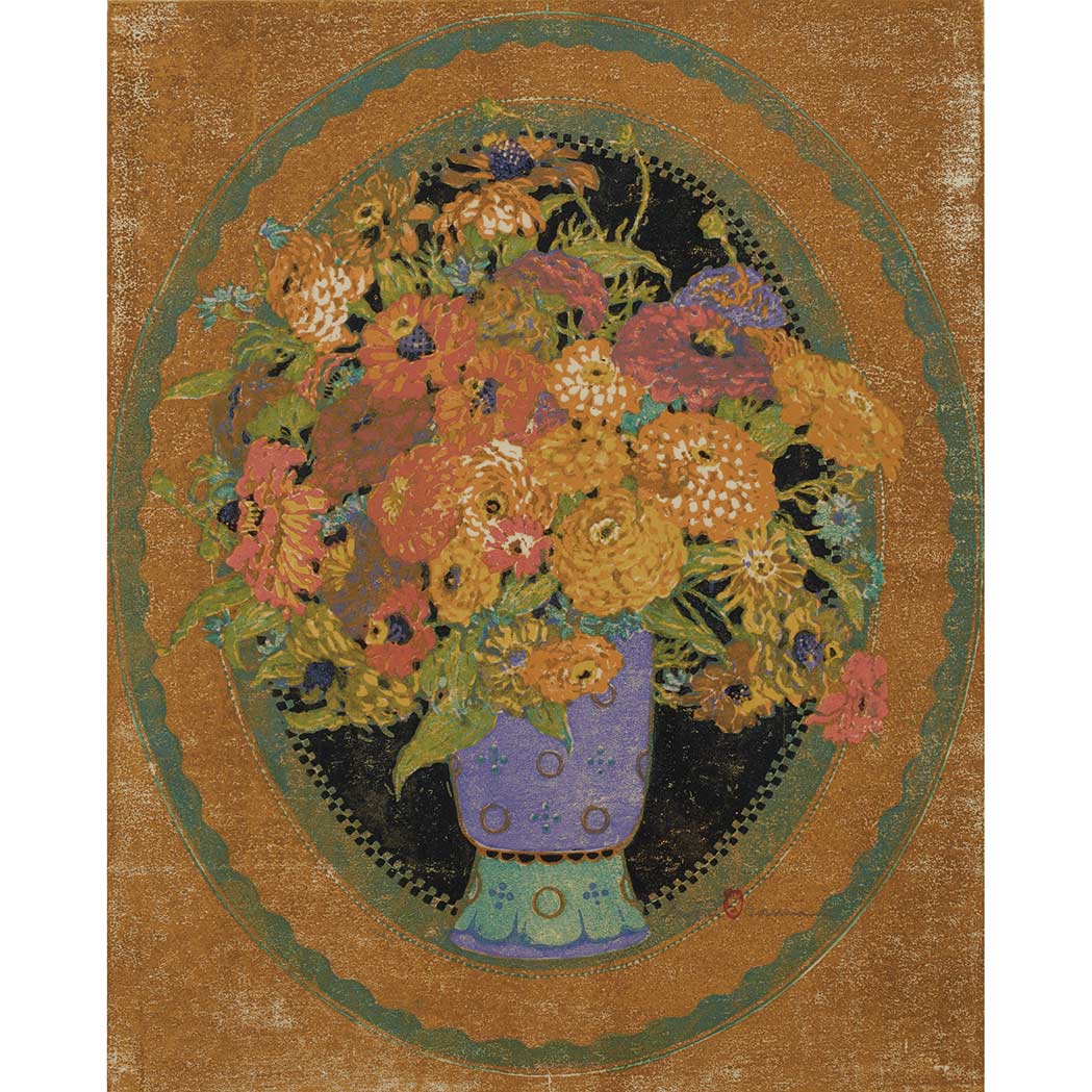 Lot 7 - Gustave Baumann (1881-1971) ZINNIAS Color...