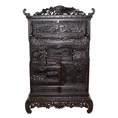 Lot 225 - Chinese Carved Hardwood Cabinet Height 6 feet...