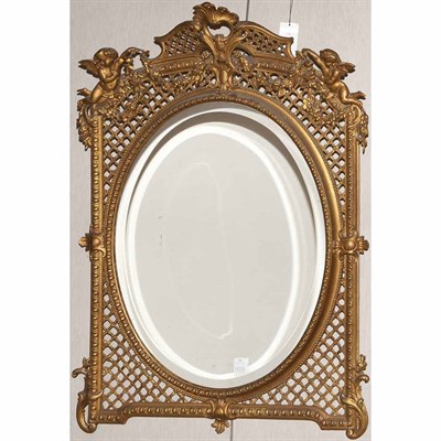 Lot 196 - Louis XVI Style Gold Painted Wood Mirror The...