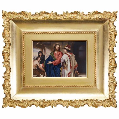 Lot 153 - Continental Painted Porcelain Plaque of Christ...