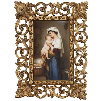Lot 221 - KPM Painted Porcelain Plaque of a Mother and...