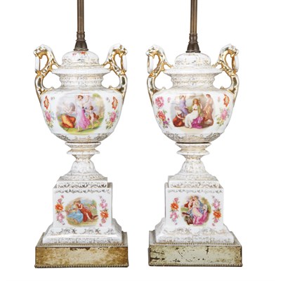 Lot 132 - Pair of Neoclassical Style Gilt and Transfer...
