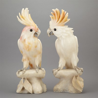 Lot 693 - Pair of Art Deco Alabaster Figures of...