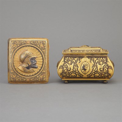 Lot 132 - Two Spanish Gilt and Black Patinated-Metal...