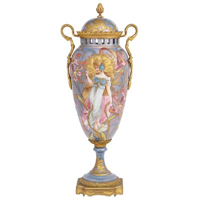 Lot 633 - Art Nouveau Gilt-Bronze Mounted Sevres Style...