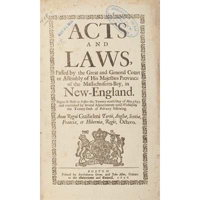 Lot 11 - [MASSACHUSETTS] Acts and laws, passed by the...