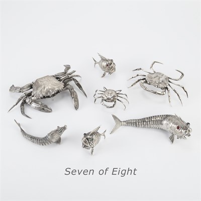 Lot 336 - Group of Eight Silver Figures of Sea Creatures...