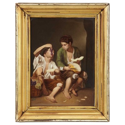 Lot 219 - Continental Painted Porcelain Plaque of Two...