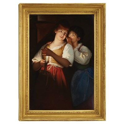 Lot 220 - Continental Painted Porcelain Plaque of Secret...