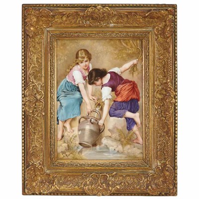 Lot 218 - Continental Painted Porcelain Plaque Late...
