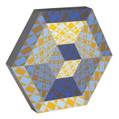 Lot 199 - Victor Vasarely SANCTON Hand-painted wood...