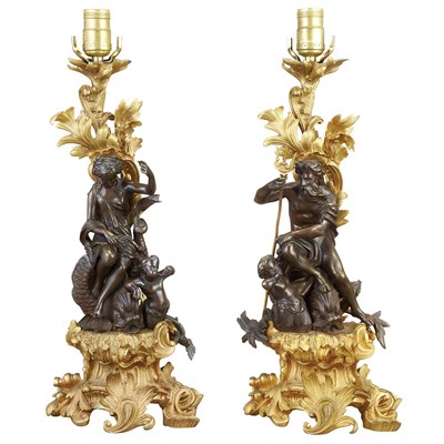 Lot 370 - Pair of Napoleon III Gilt and Patinated-Bronze...