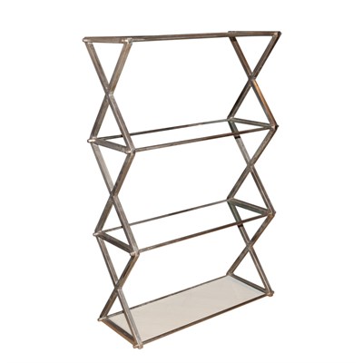 Lot 130 - Silvered Metal and Glass Four-Tier Etagere...