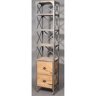 Lot 198 - Industrial Style Metal and Wood Bookshelf...