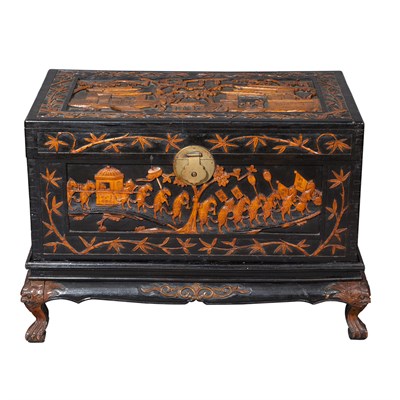 Lot 273 - Two Chinese Style Carved Hardwood Trunks on...
