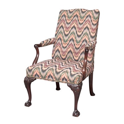 Lot 102 - George III Style Mahogany Upholstered Library...