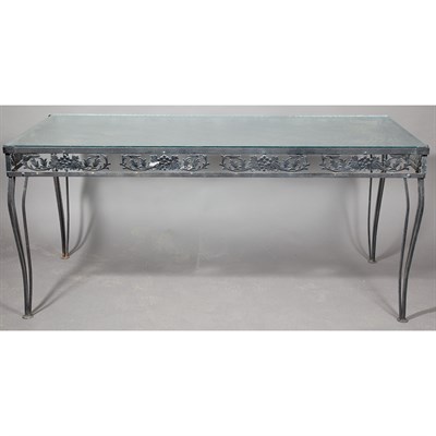 Lot 175 - Glass Top Painted Metal Garden Dining Table...