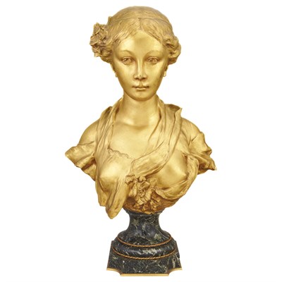 Lot 567 - French Art Nouveau Gilt-Bronze Bust of a Young...