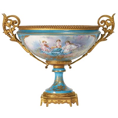 Lot 482 - Sevres Style Gilt-Bronze Mounted Porcelain...