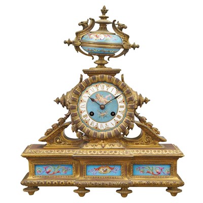 Lot 178 - Sevres Style Gilt-Bronze and Porcelain Mantel...