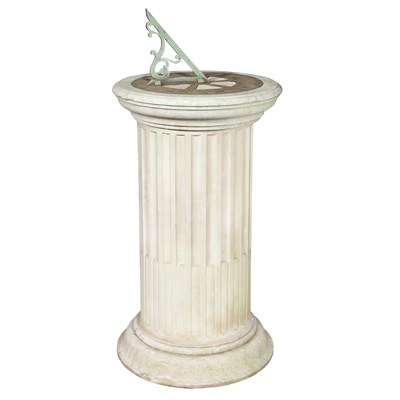 Lot 649 - Patinated-Bronze Sundial on Marble Pedestal...