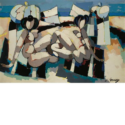 Lot 47 - Claude Venard French, 1913-1999 Two Nudes in a...