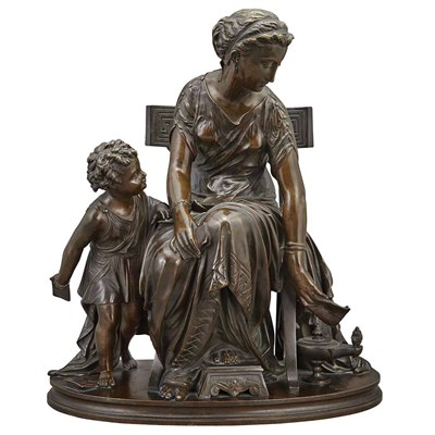 Lot 460 - French Bronze Group of a Classical Mother and...