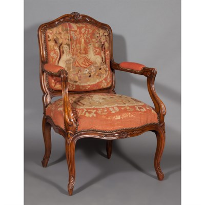 Lot 363 - Louis XV Style Needlepoint Upholstered Carved...