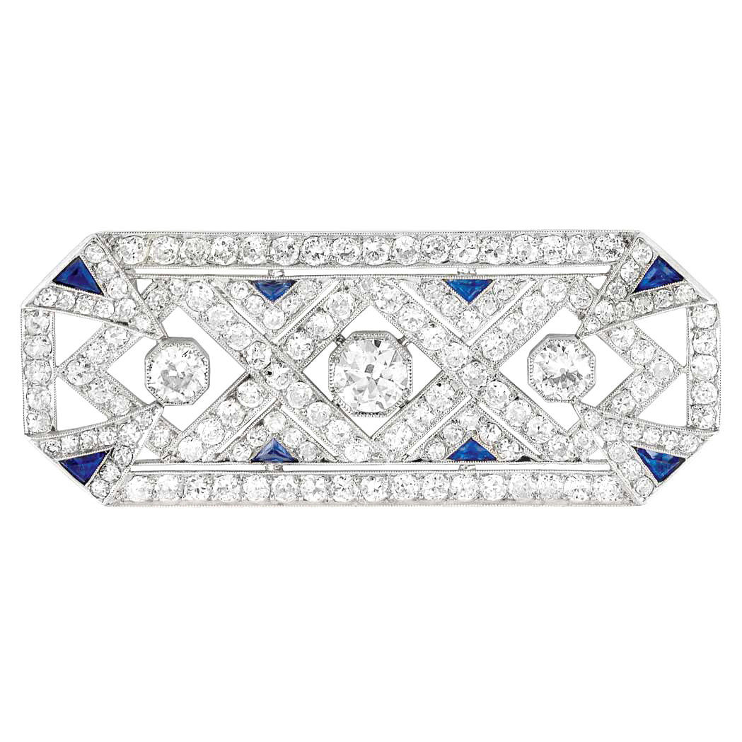 Lot 426 - Platinum, Diamond and Sapphire Brooch