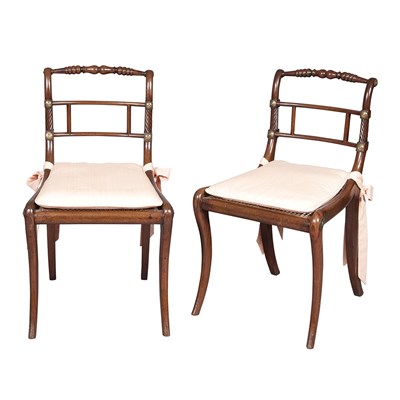 Lot 563 - Pair of Regency Brass Mounted Mahogany Caned...