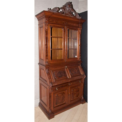 Lot 362 - Renaissance Revival Walnut and Oak Secretary...