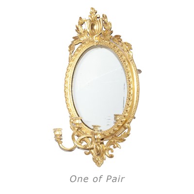 Lot 709 - Pair of Louis XVI Style Giltwood Girandoles...