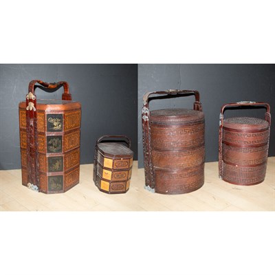 Lot 161 - Group of Four Chinese Painted Wicker Wedding...