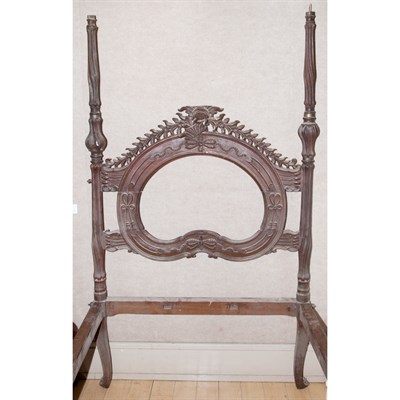 Lot 112 - Empire Style Stained Wood Four-Poster Bed...