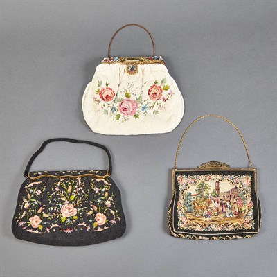 Lot 530 - Group of Three Needlepoint and Beaded Purses...
