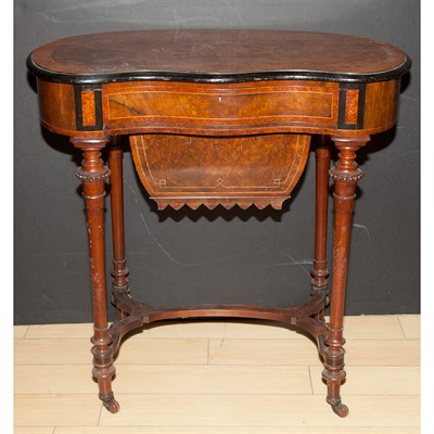 Lot 361 - French Style Inlaid Walnut Sewing Table Height...
