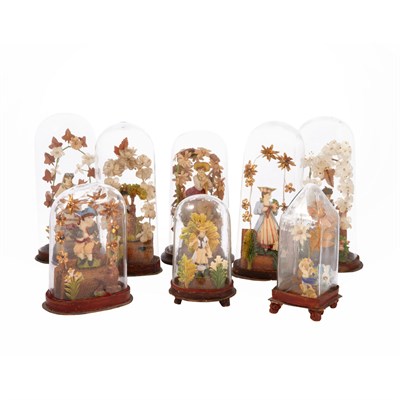 Lot 234 - Group of Six Wax Bocage Figural Groups 19th...