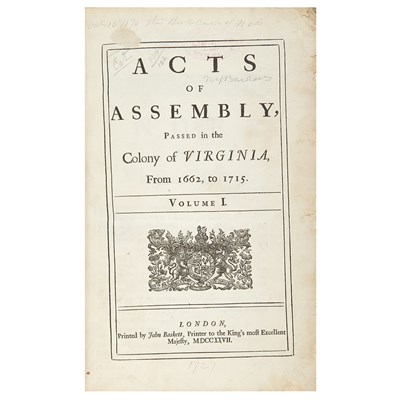 Lot 5 - [VIRGINIA and MARYLAND] Acts of Assembly,...