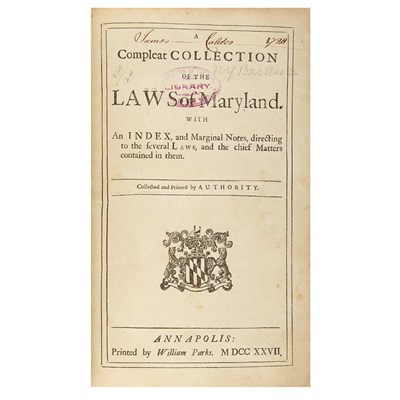 Lot 21 - [MARYLAND] A Compleat Collection of the Laws...