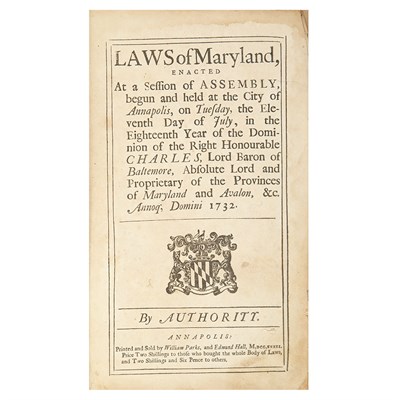 Lot 22 - [MARYLAND] Laws of Maryland, Description...