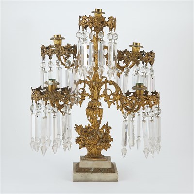 Lot 104 - Pair of Gilt-Metal Five-Light Girandoles Each...