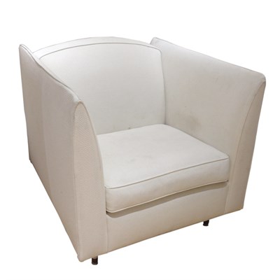 Lot 157 - Jennifer Post White Upholstered Metal Armchair