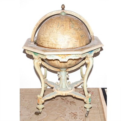 Lot 205 - Painted Wood Globe-Form Cocktail Cart Height...