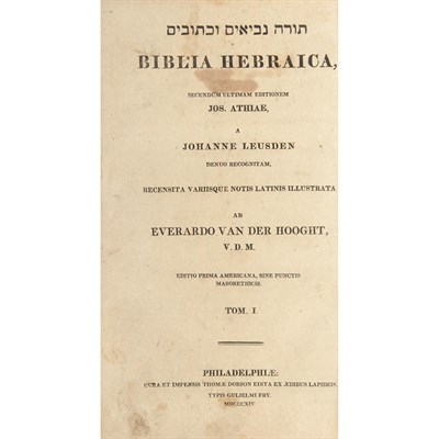 Lot 422 - [AMERICANA-HEBRAICA] Biblia Hebraica, Secundum...