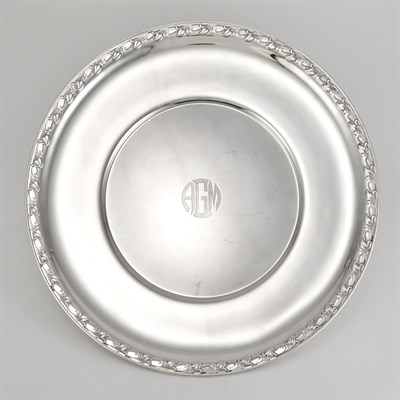 Lot 380 - Sterling Silver Tray Diameter 17 1/4 inches,...
