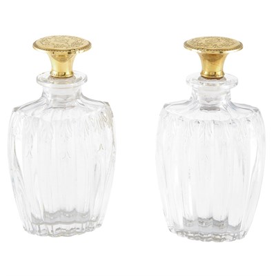 Lot 287 - Pair of 14 Karat Gold Mounted Glass Scent...