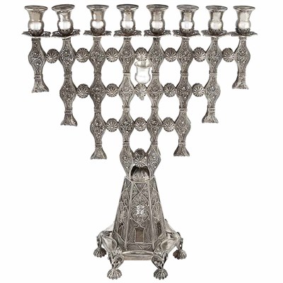 Lot 354 - Silver Filigree Menorah Israel, 20th century...