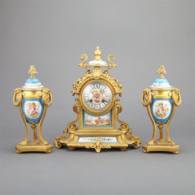 Lot 156 - Assembled Sevres Style Gilt-Bronze and...