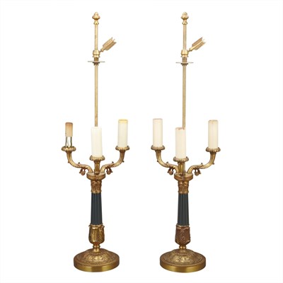 Lot 352 - Pair of Empire Style Gilt and Patinated-Metal...